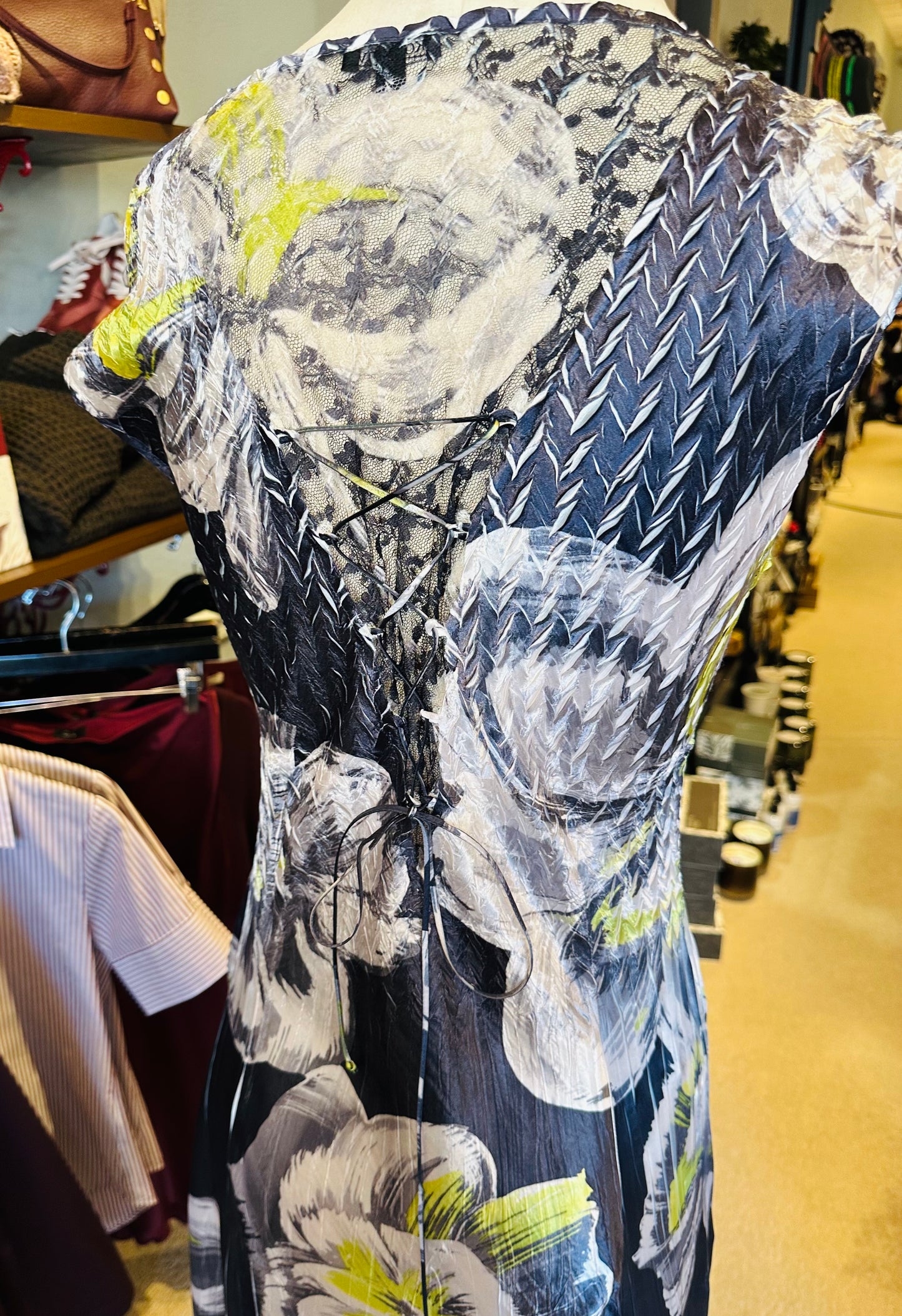 Komarov Sleeveless Lace Up Back Maxi-Lime Flash