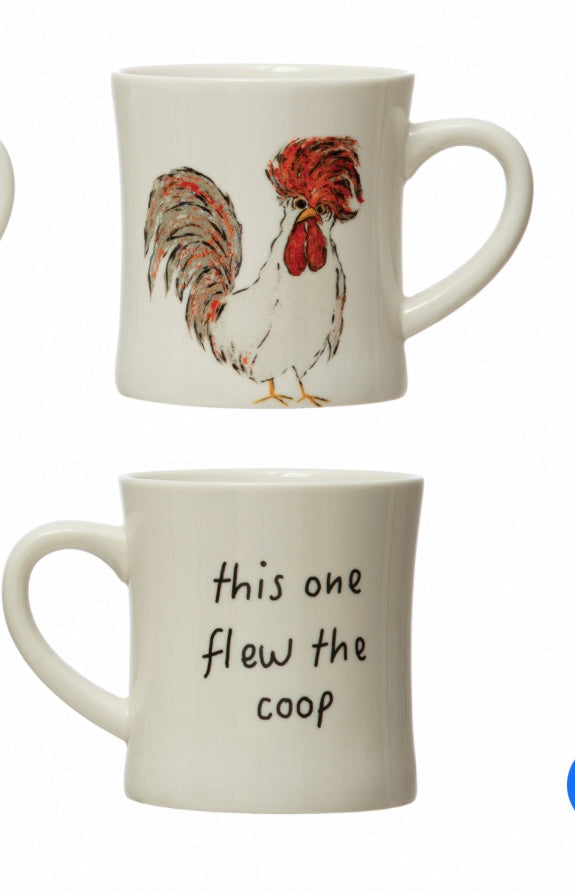 Creative Coop Chicken Stoneware Mug
