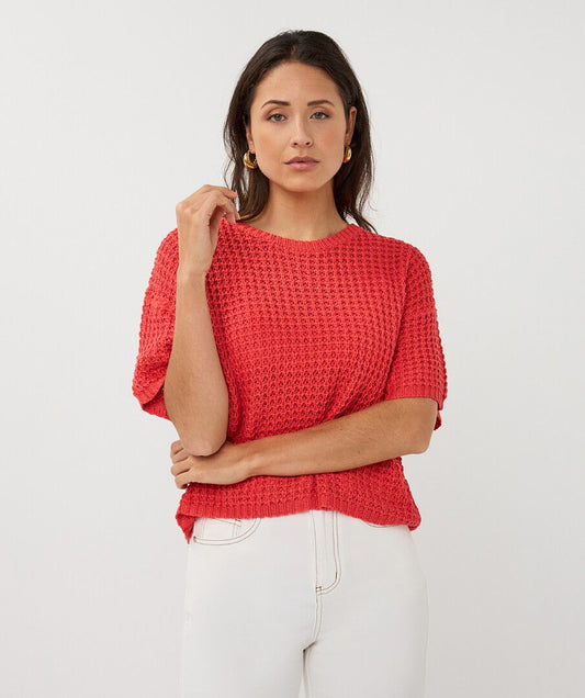 Esqualo Open Knit Short Sleeve Sweater