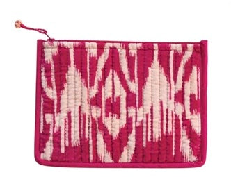 Creative Coop Quilted Cotton Velvet Zip Pouch