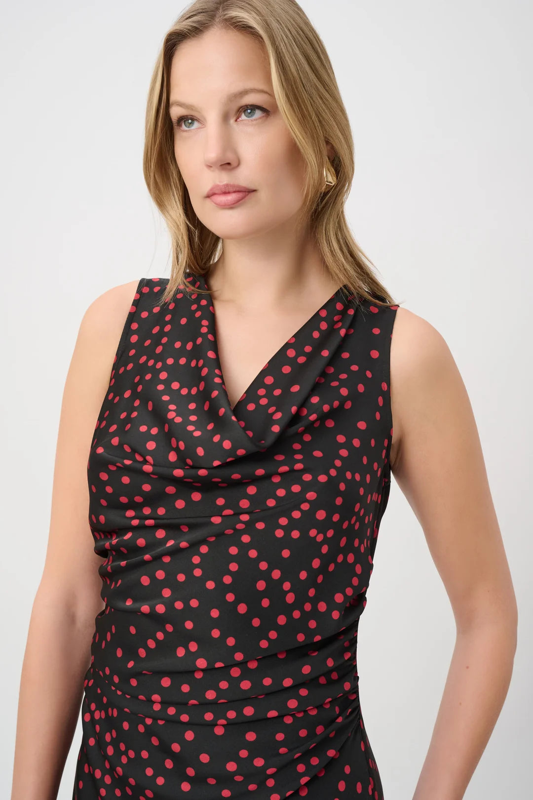 Joseph Ribkoff Polka Dot Satin A-Line Dress