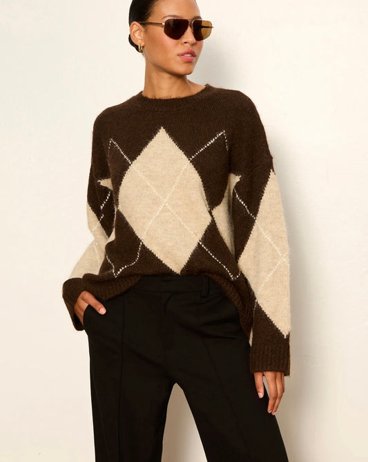 Sanctuary Argyle Crew Sweater