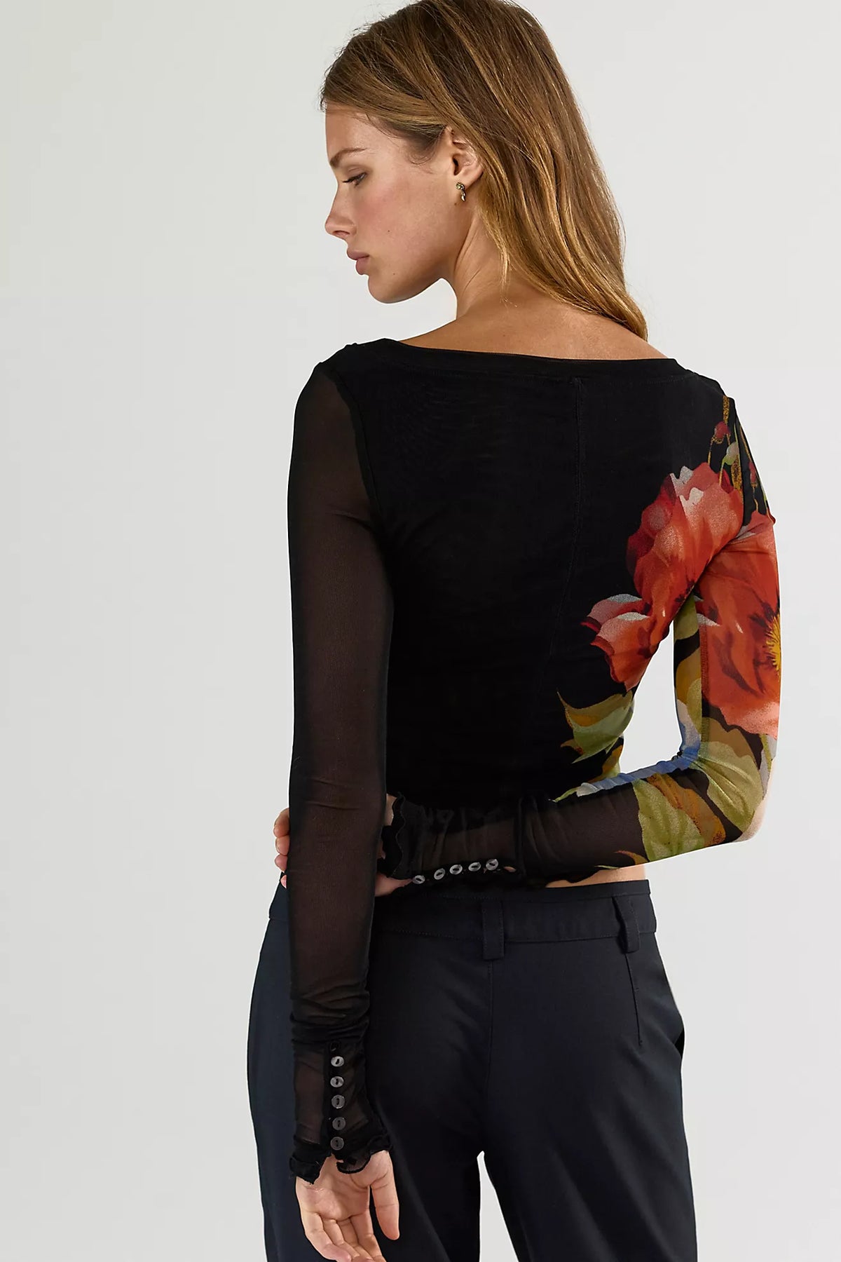 Free People Lilly Printed L/S Top