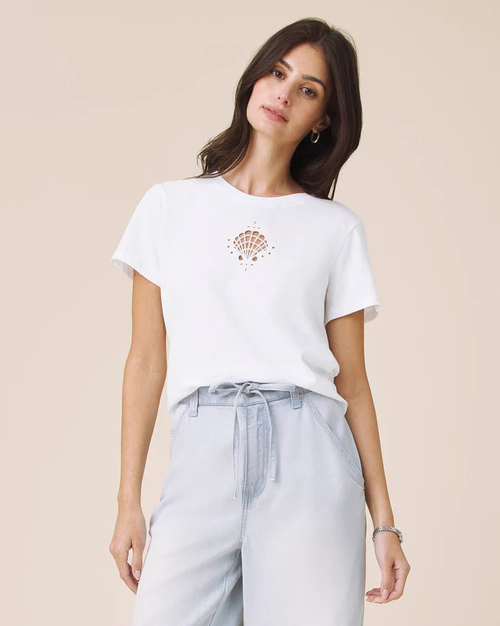 Splendid Embroidered Seashell Tee