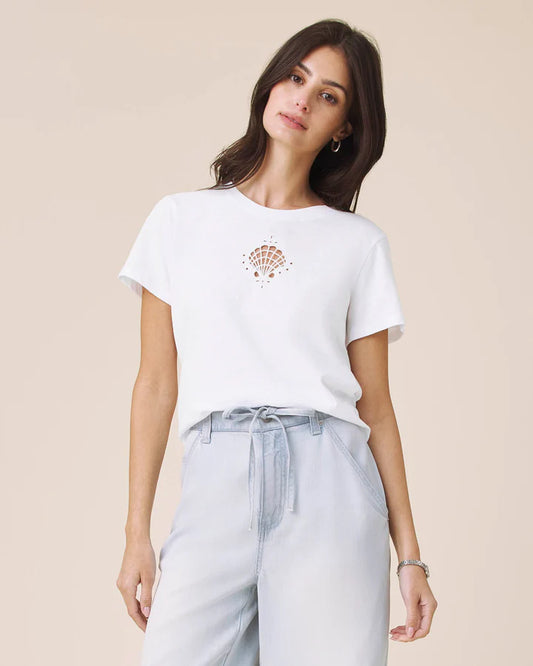Splendid Embroidered Seashell Tee
