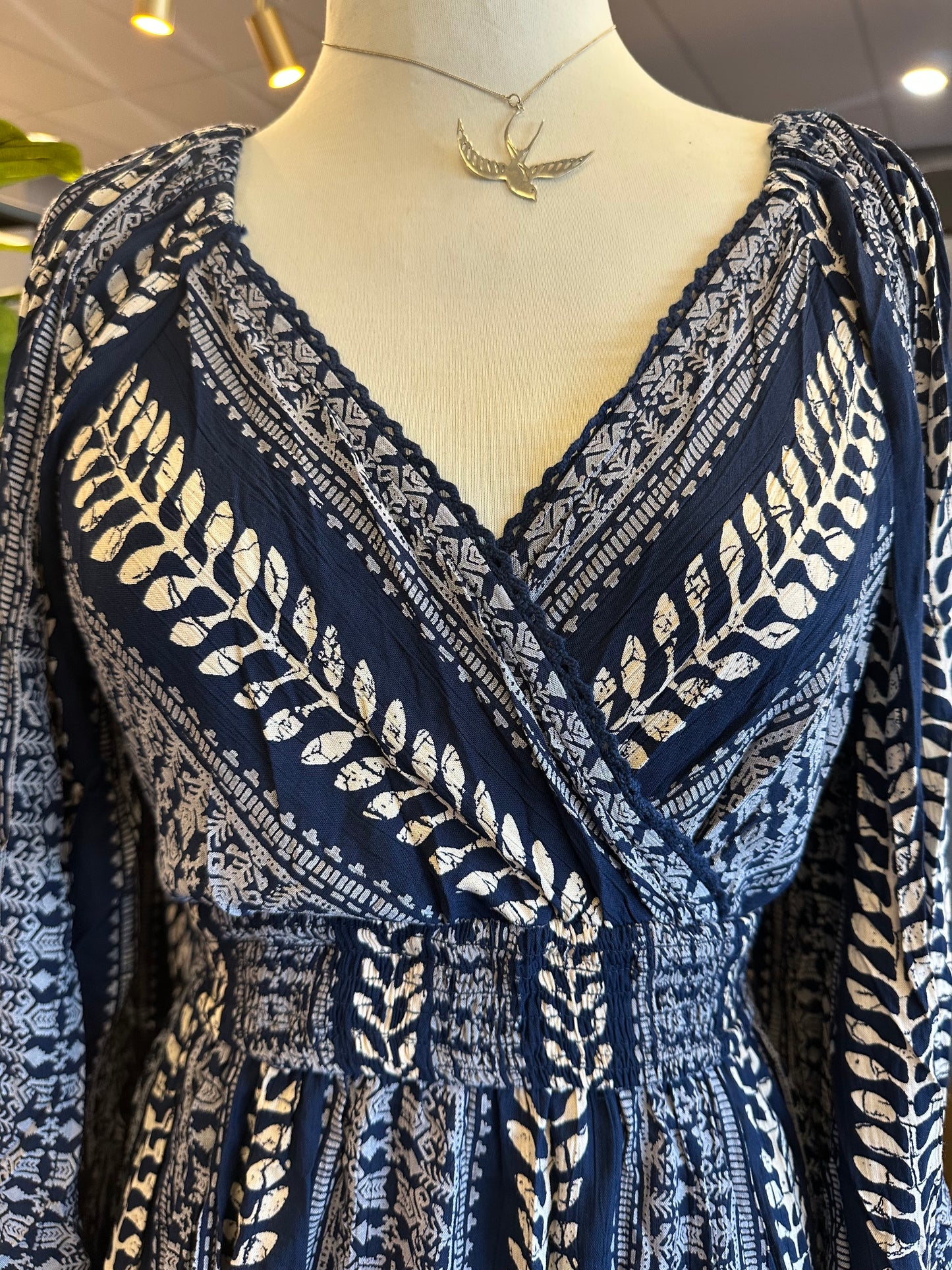 Angie Navy Bell Sleeve Dress