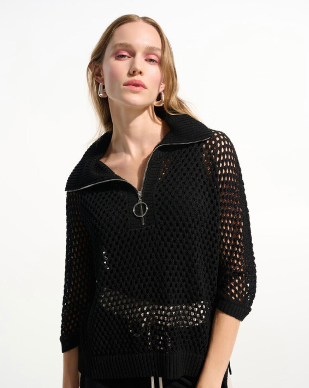 Joseph Ribkoff LDS 3/4 Zip Mesh Top