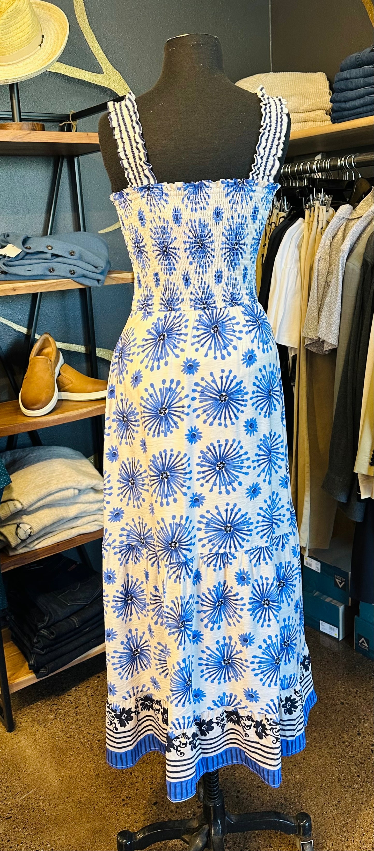 THML Ruffle Strap Floral Midi Dress