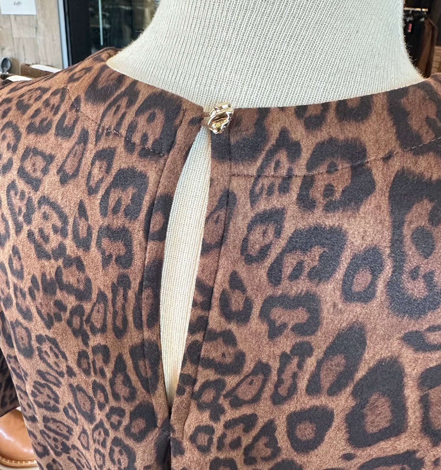 THML Suede Animal Print Top