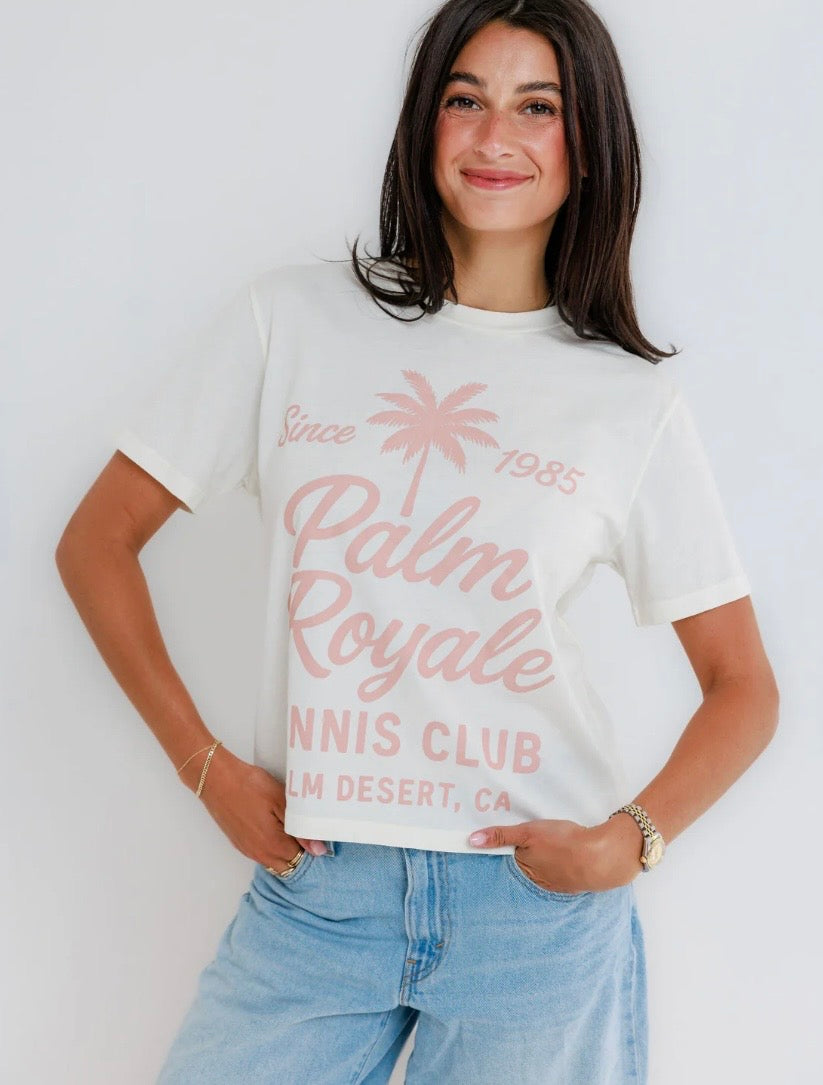 Sunny Somewhere Palm Royale Tennis- Everyday Tee