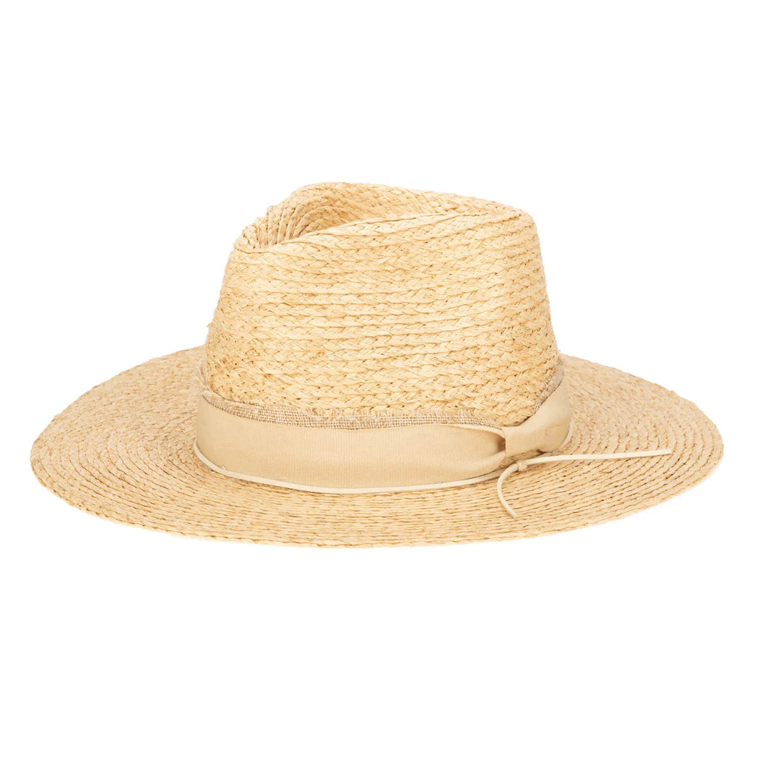 San Diego Hat Co. Sun Bather - Raffia Braid Fedora W/Mixed Band