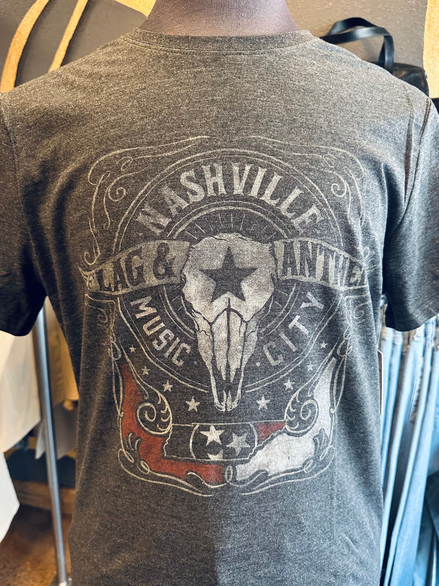 Flag And Anthem Music City Bull Skull Tee