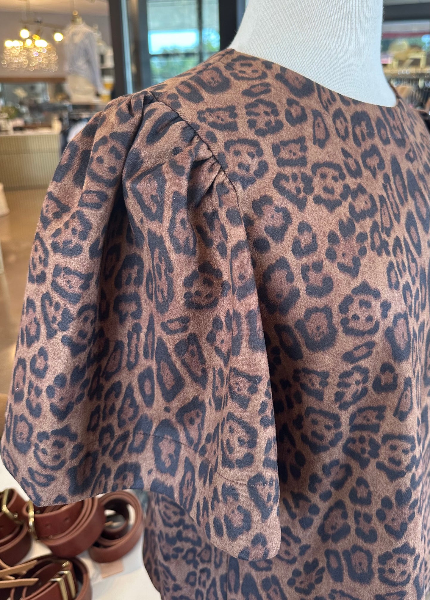 THML Suede Animal Print Top