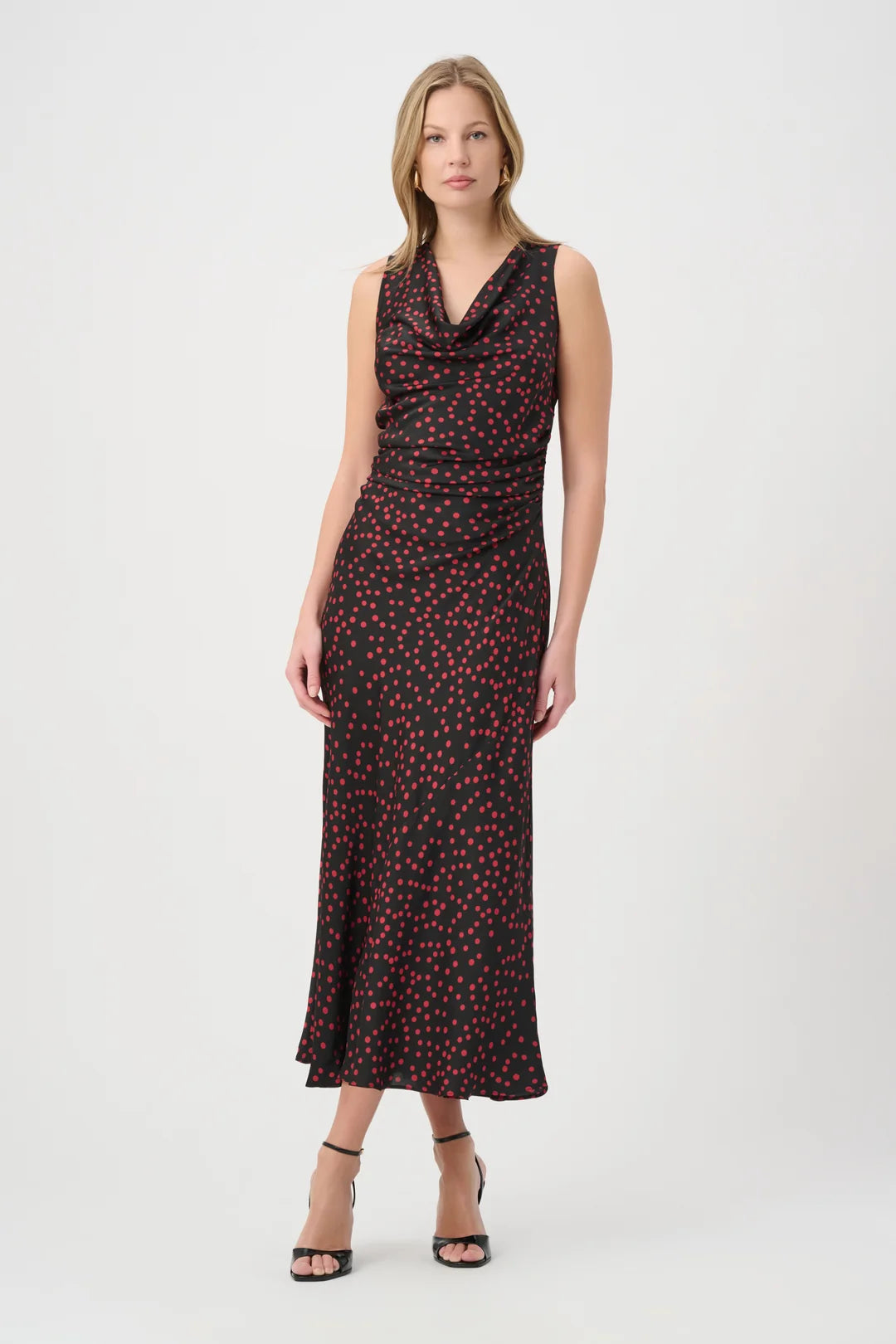 Joseph Ribkoff Polka Dot Satin A-Line Dress