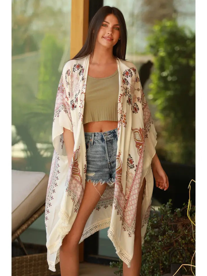 Angie Lace Trim Kimono