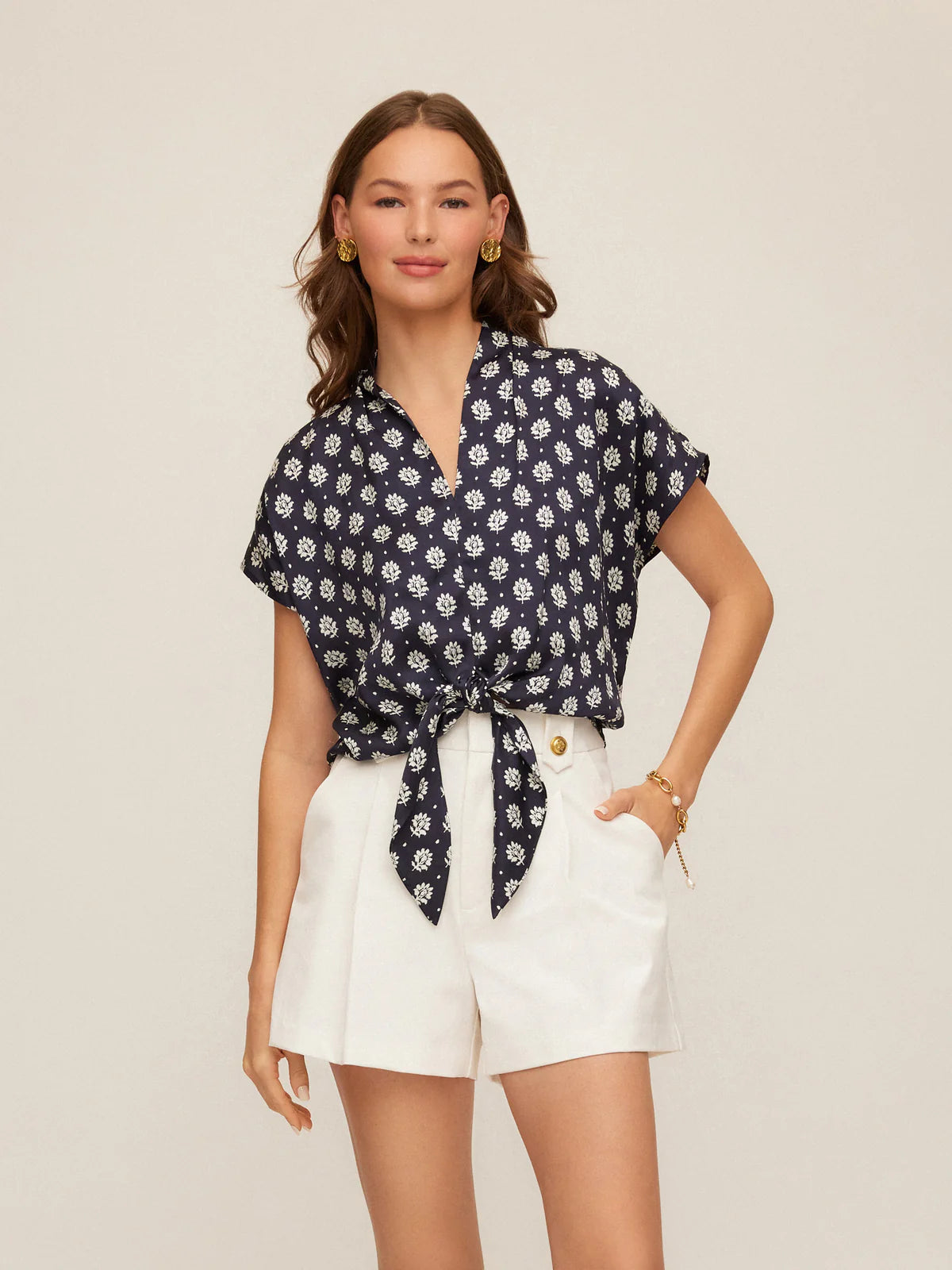 Fifteen Twenty Maria Tie-Front Top