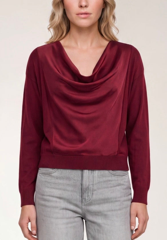 Liverpool Mixed Media Draped Top