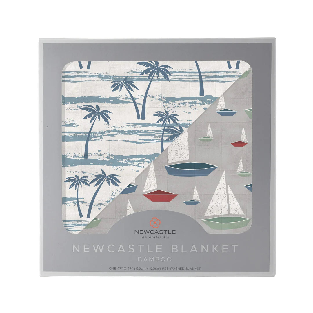 Newcastle Palm Trees/Sailboat Bamboo Blanket