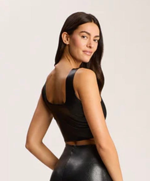 Commando Faux Leather Square Neck Crop Top