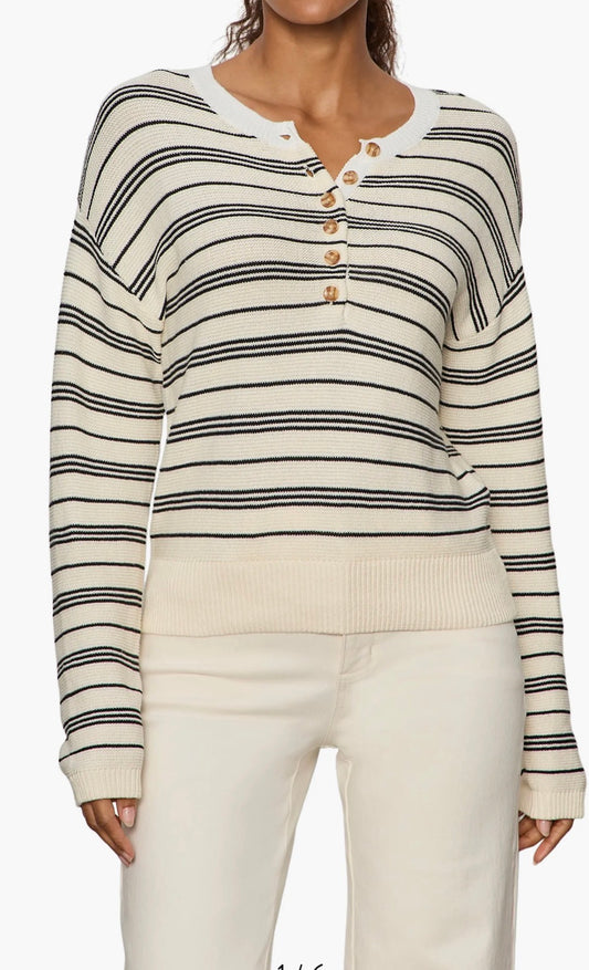 Sanctuary Striped Henley Sweater
