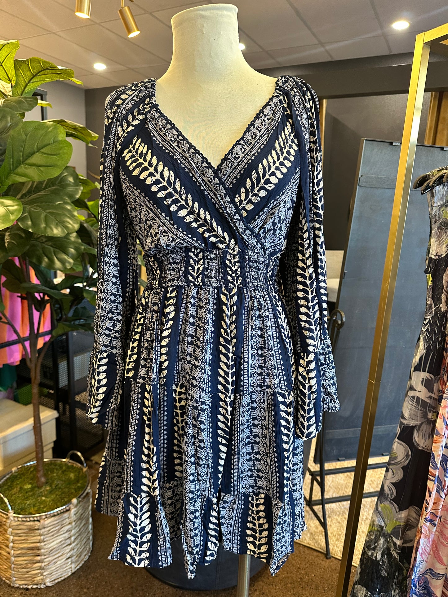 Angie Navy Bell Sleeve Dress