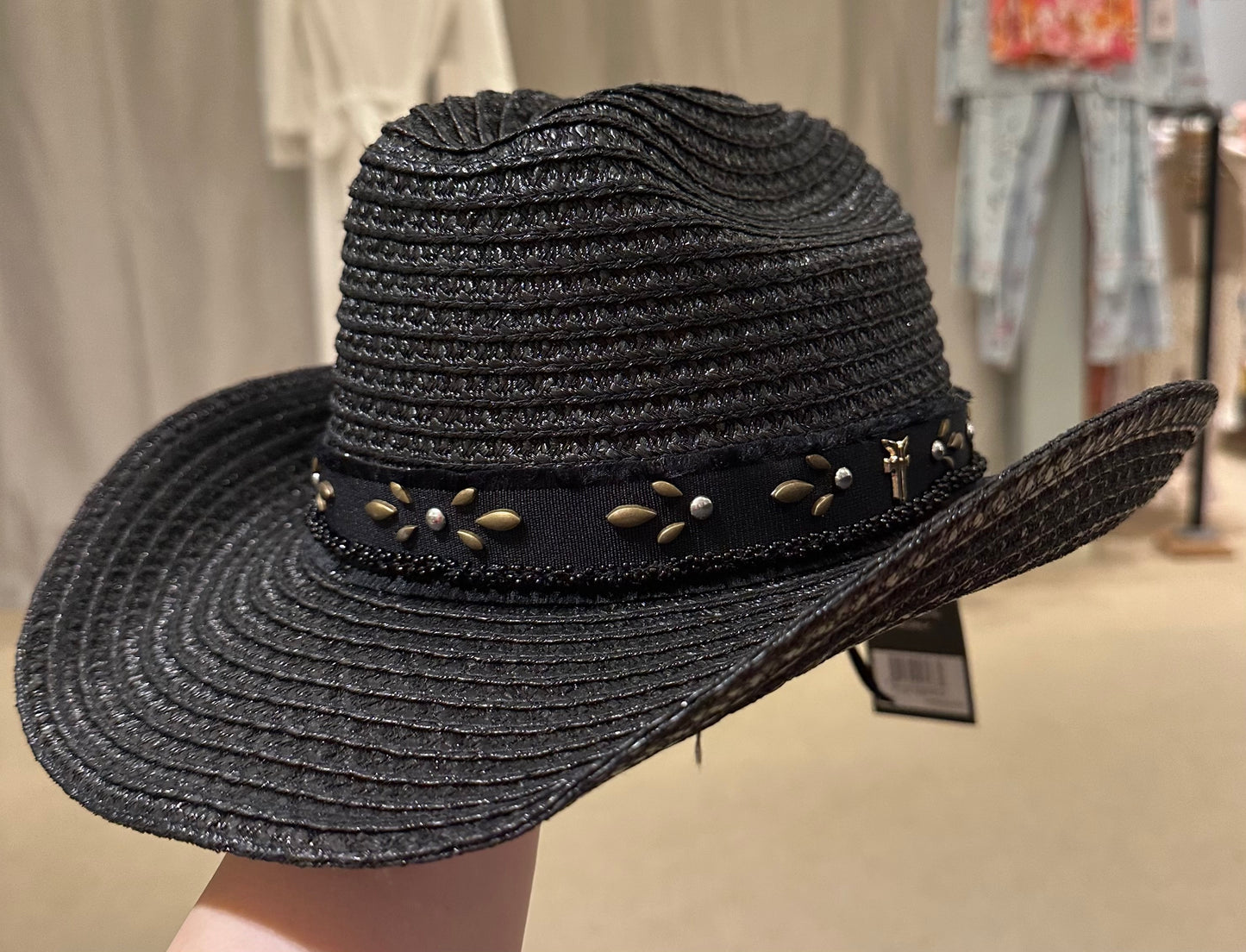 Frye Coated Paper Braid Cowboy Hat W/Studded Band