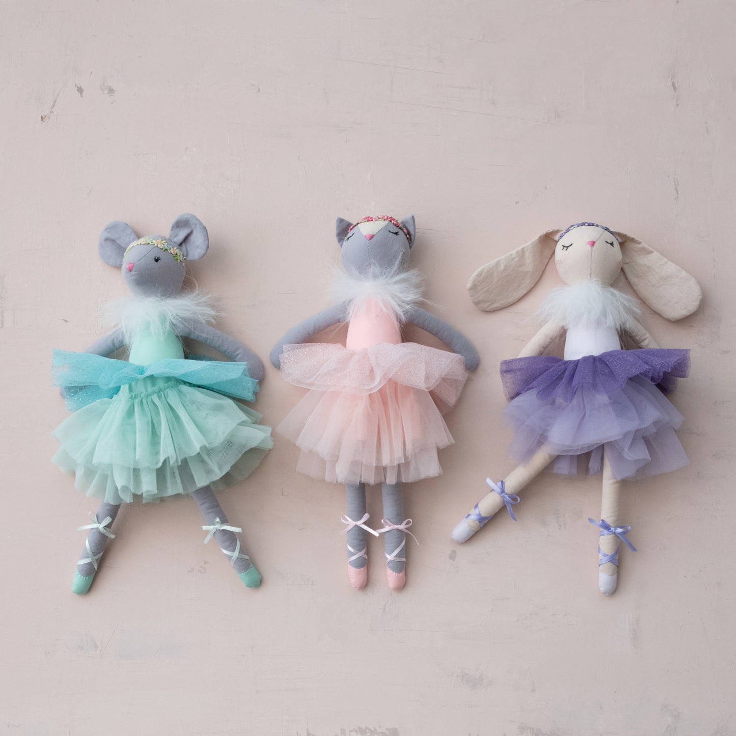 Creative Coop Fabric Tutu Dolls