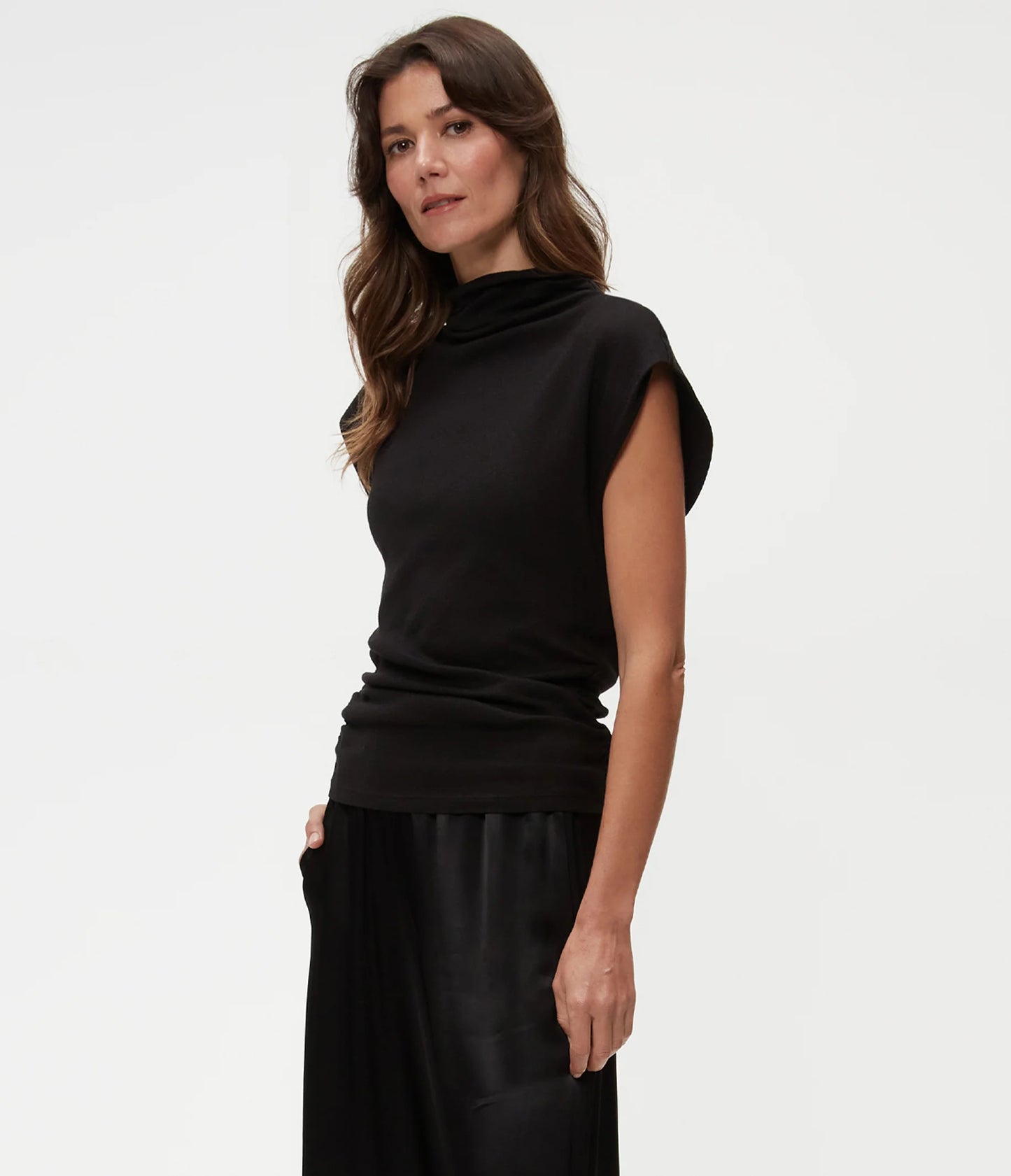 Michael Stars Reese Mock Neck Shine Top