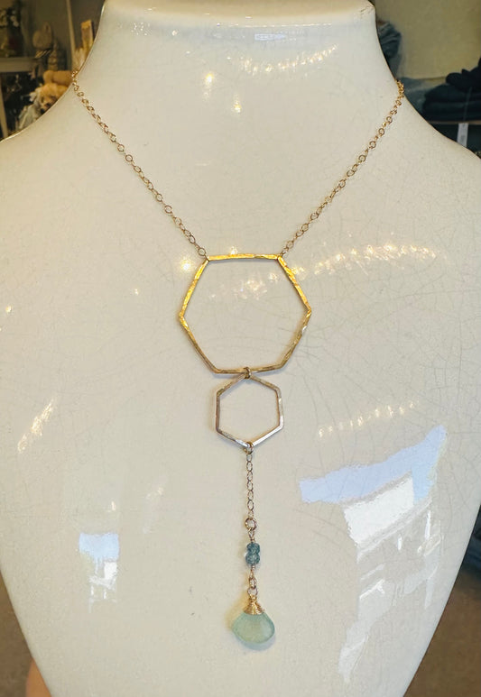 Forge And Fire Y Hexagon Necklace With Gemstones