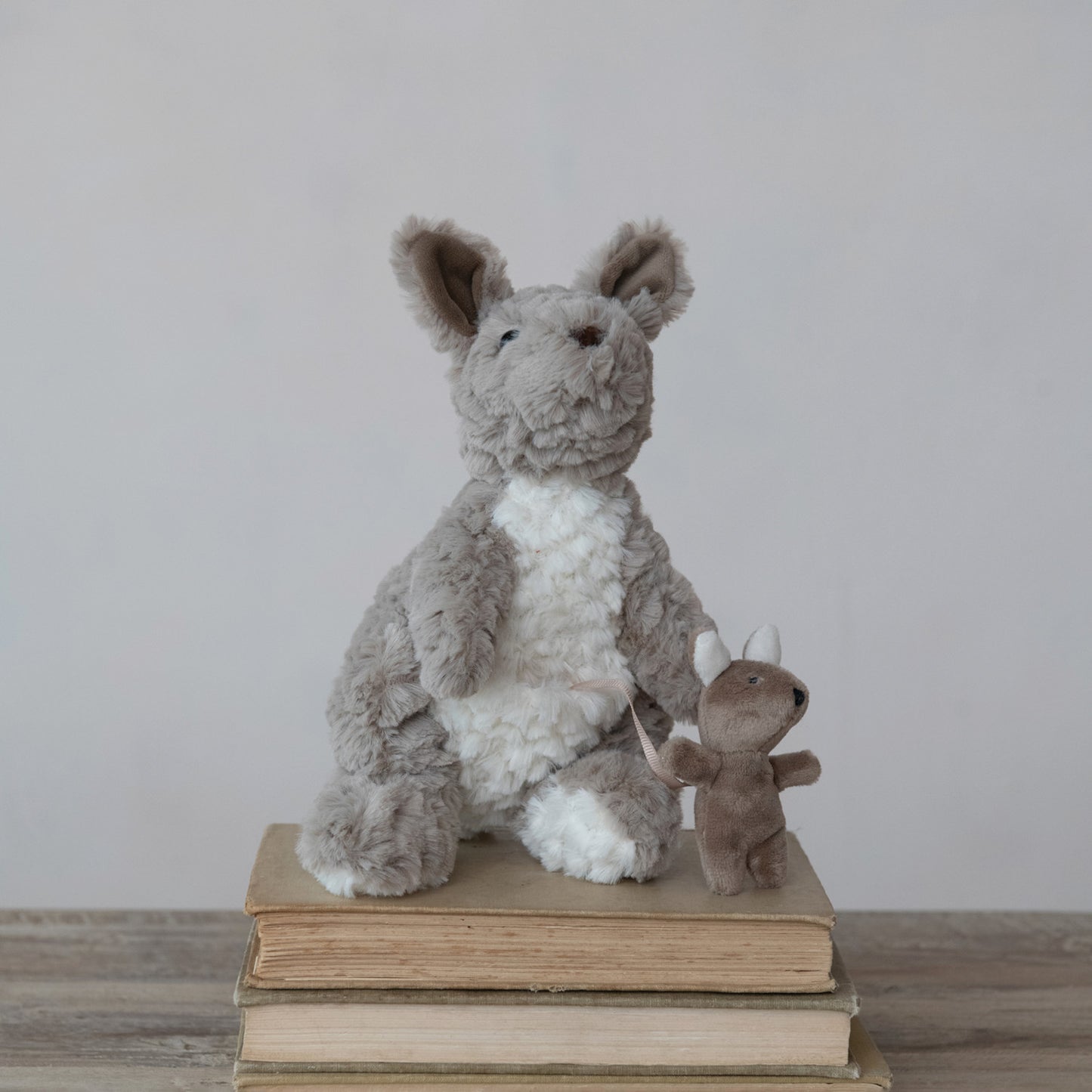 Creative Coop Plush Kangaroo W/Joey