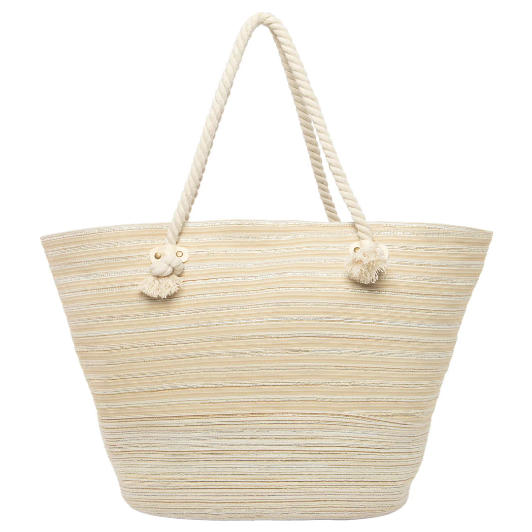 San Diego Hat Co. Renia Multi Striped Ribbon Braided Tote
