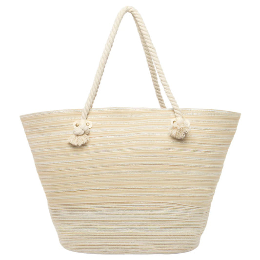 San Diego Hat Co. Renia Multi Striped Ribbon Braided Tote