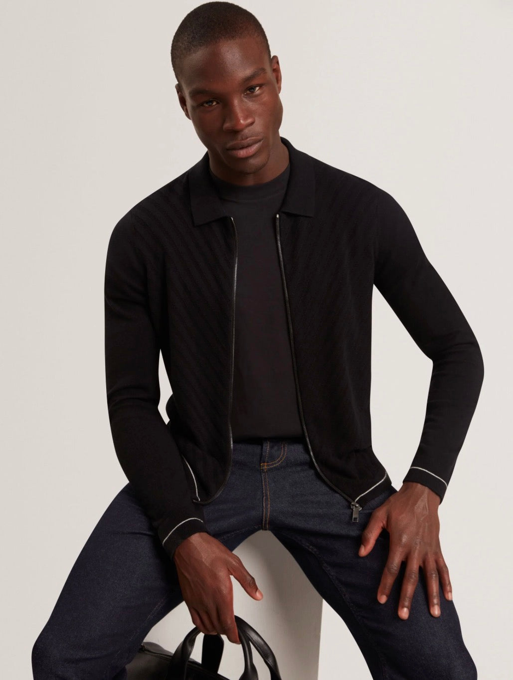 Ted Baker Lysand Chevron Stitch Zip Through