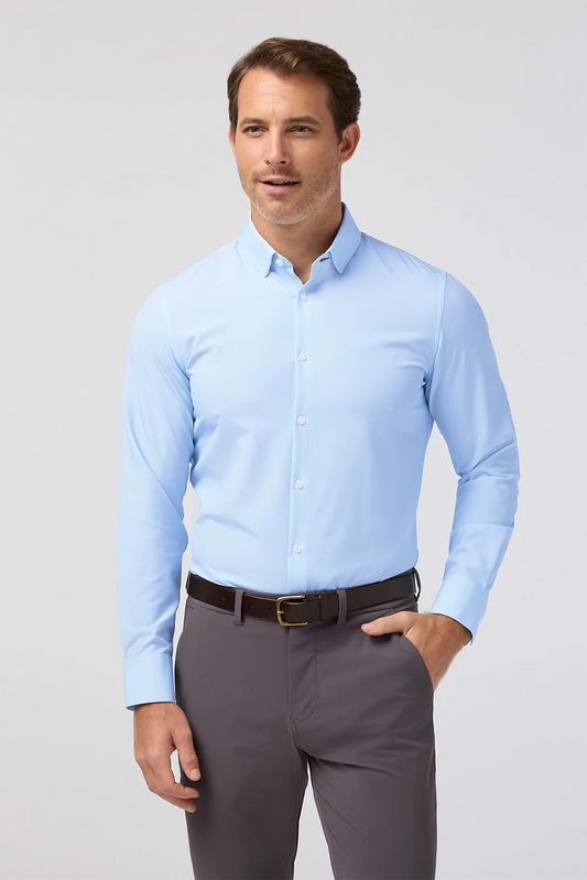 Mizzen + Main Halyard  SS Dress Shirt Circle blue Dash