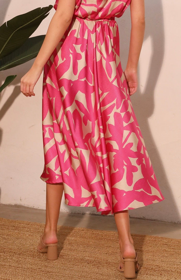 Tyche Paloma Satin Midi Swing Skirt
