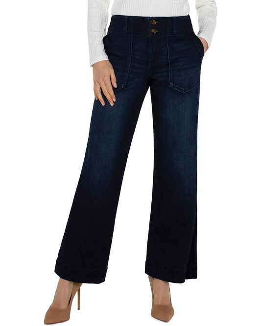 Liverpool Wide Leg Patch Pocket Pant Summit Lake