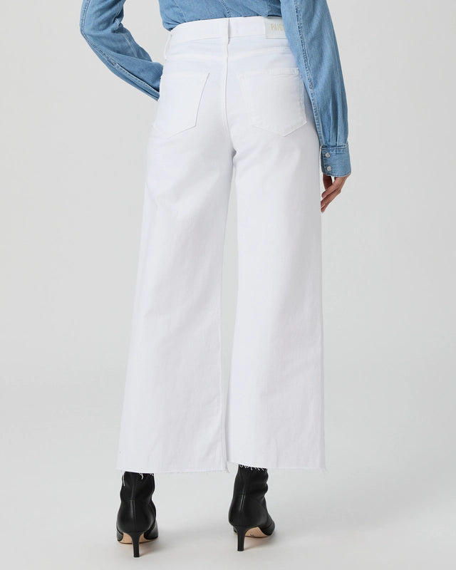 Paige Anessa Wide Leg Jean Raw Hem Crisp White