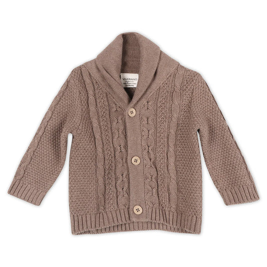 Viverano Organics Shawl Collar Cable Knit Baby Cardigan