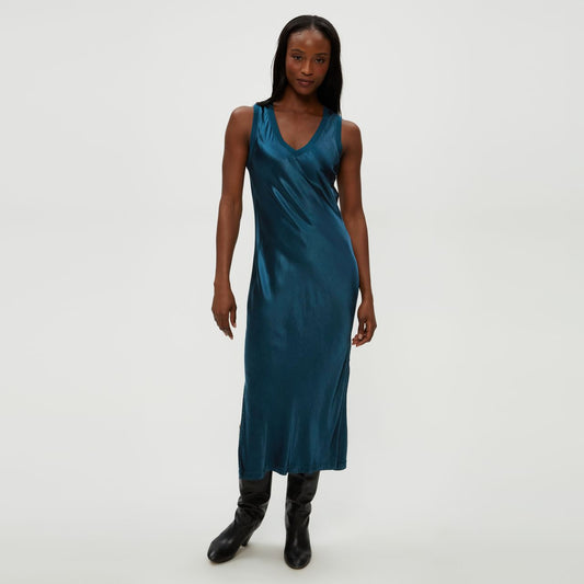Michael Stars Randi Satin V-Neck Midi Dress