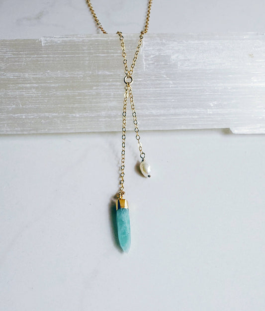 Bonnie Boardman Amazonite/Pearl Lariat