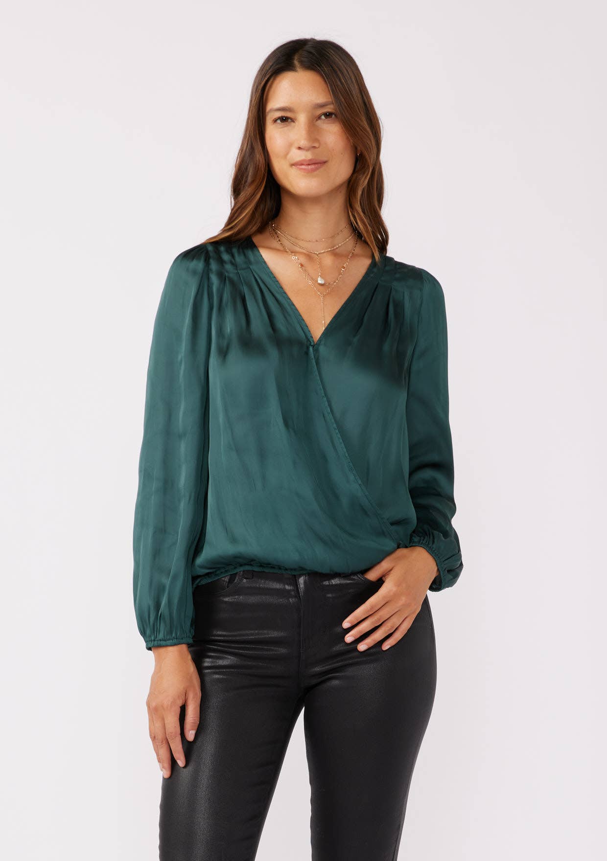V-Neck Raglan Sleeve Top: Teal / XS