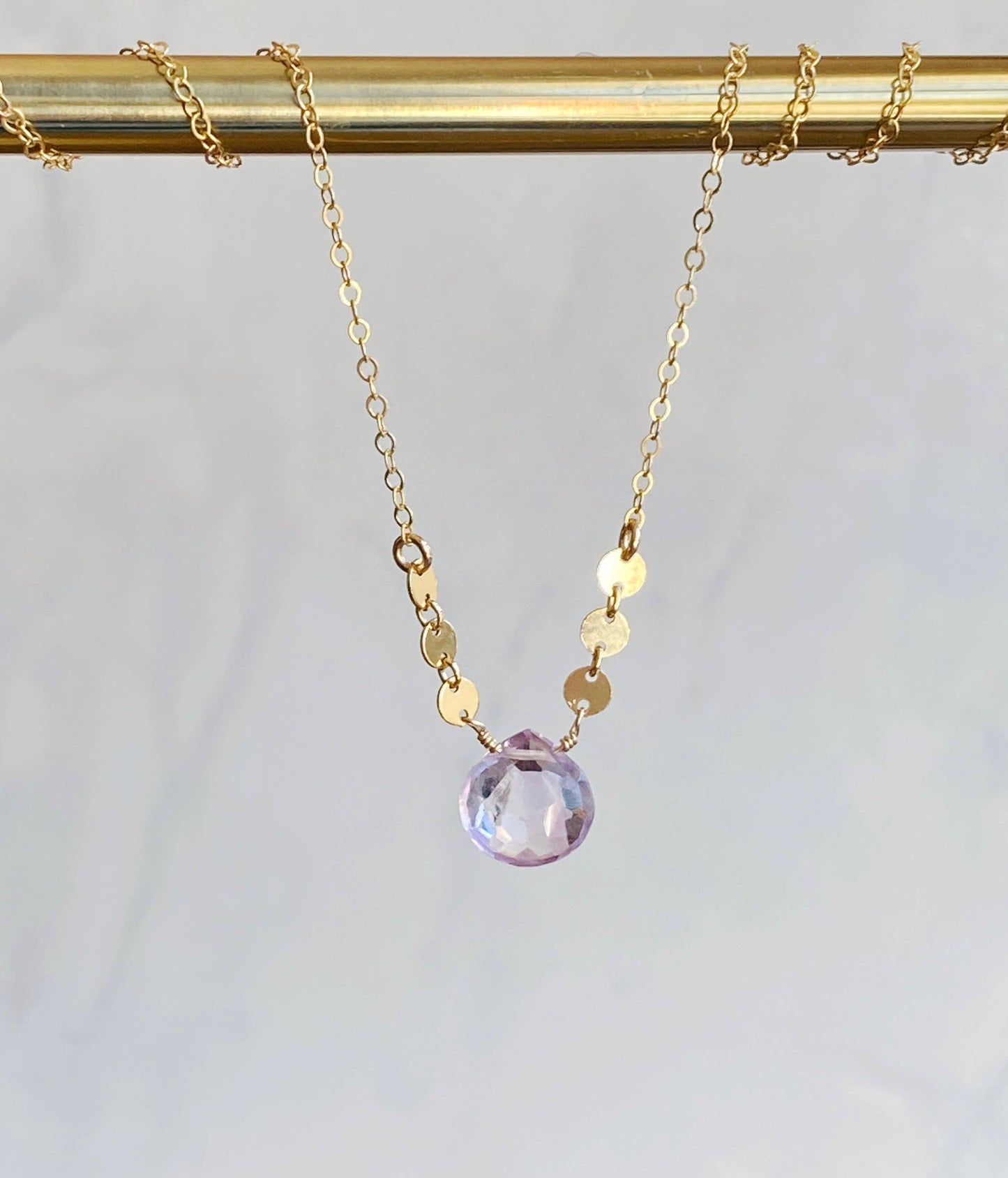 Lavender amethyst sweetheart necklace: Gold Filled