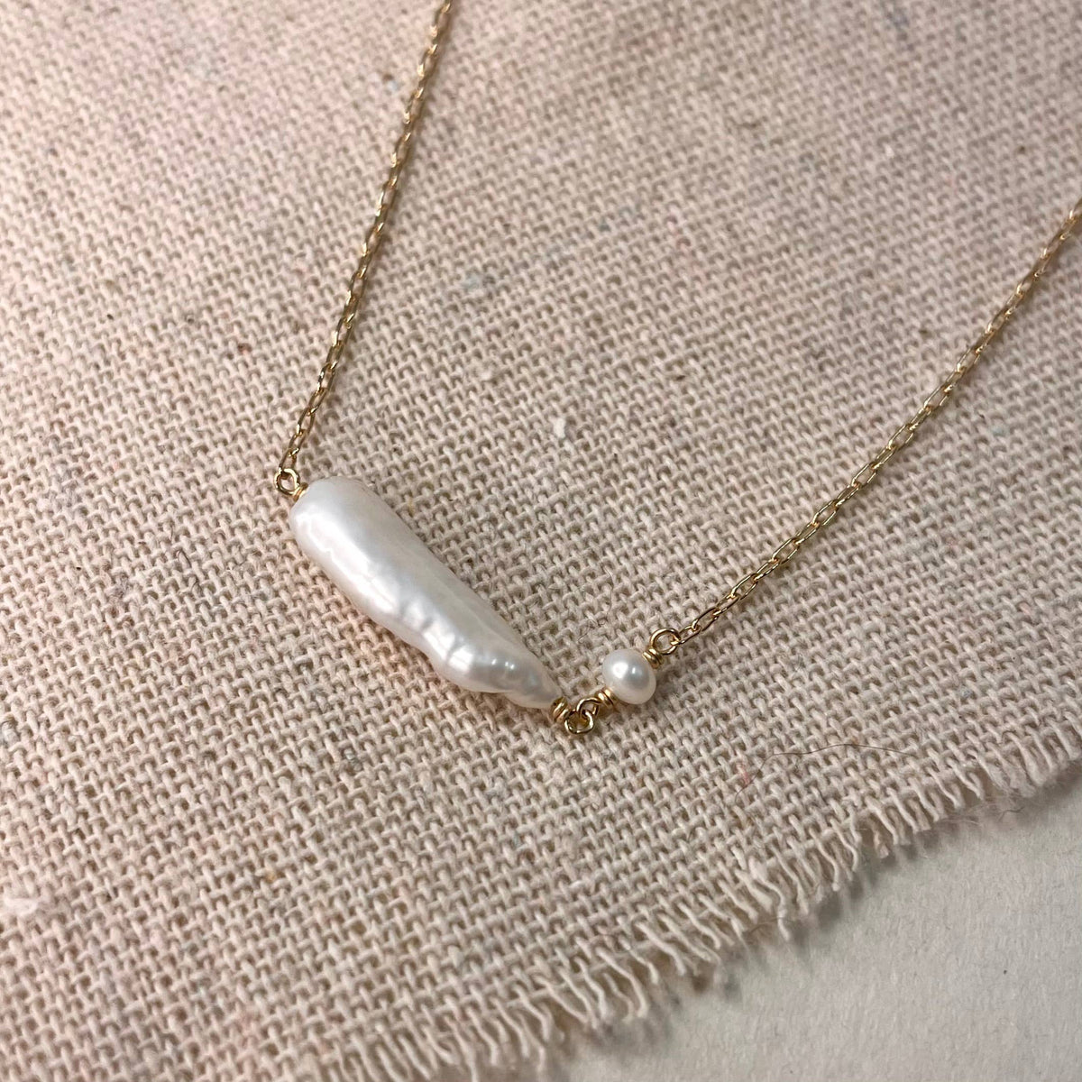 Double Pearl Necklace: Gold Filled