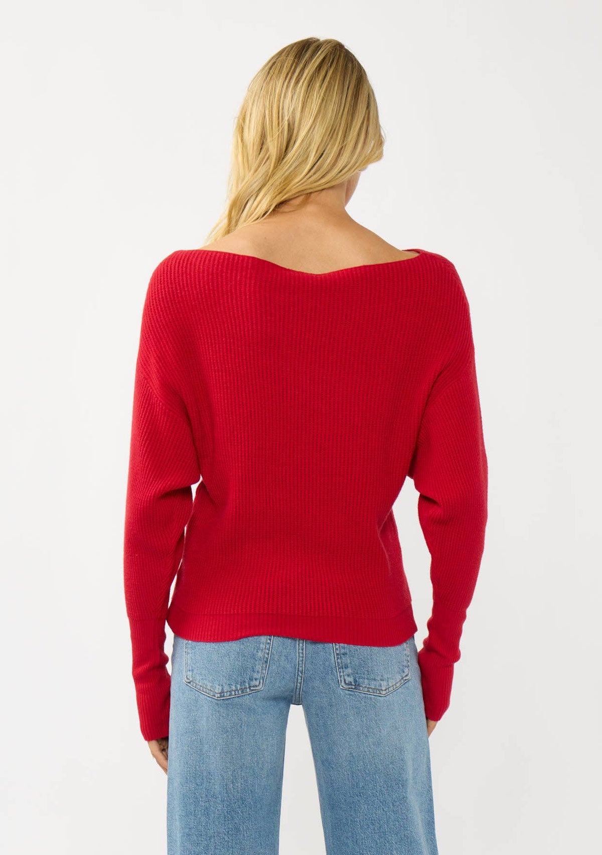 Long Sleeve Waffle Knit Pullover Sweater: Natural / L