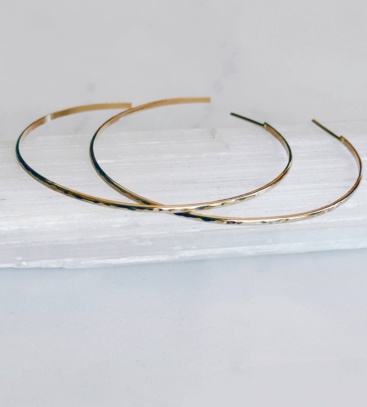 Large classic hammered hoops: Gold Filled