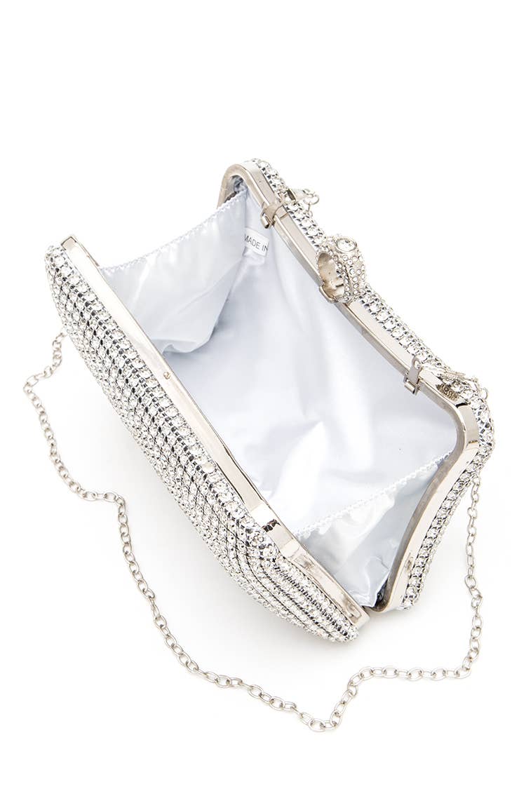 Rhinestone Statement Box Clutch: Gold