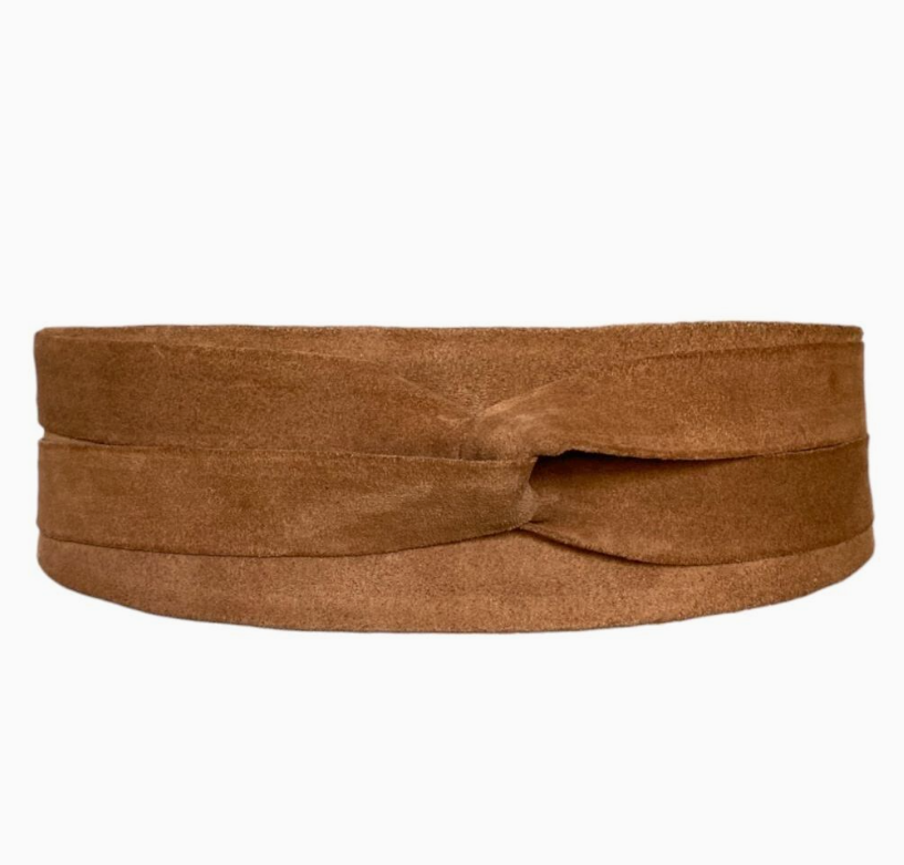 Wrap Belt Adjustable Cognac Suede