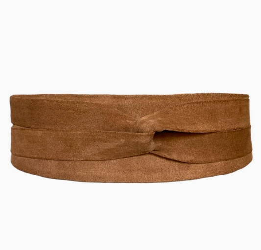 Wrap Belt Adjustable Cognac Suede