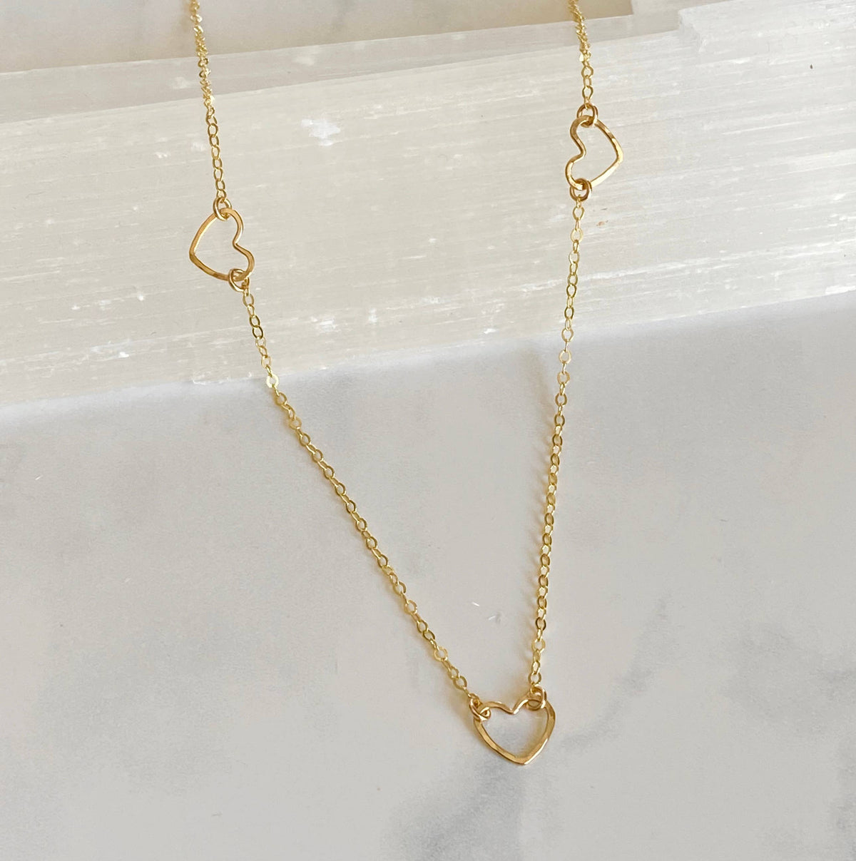 Triple tiny heart necklace: Gold Filled