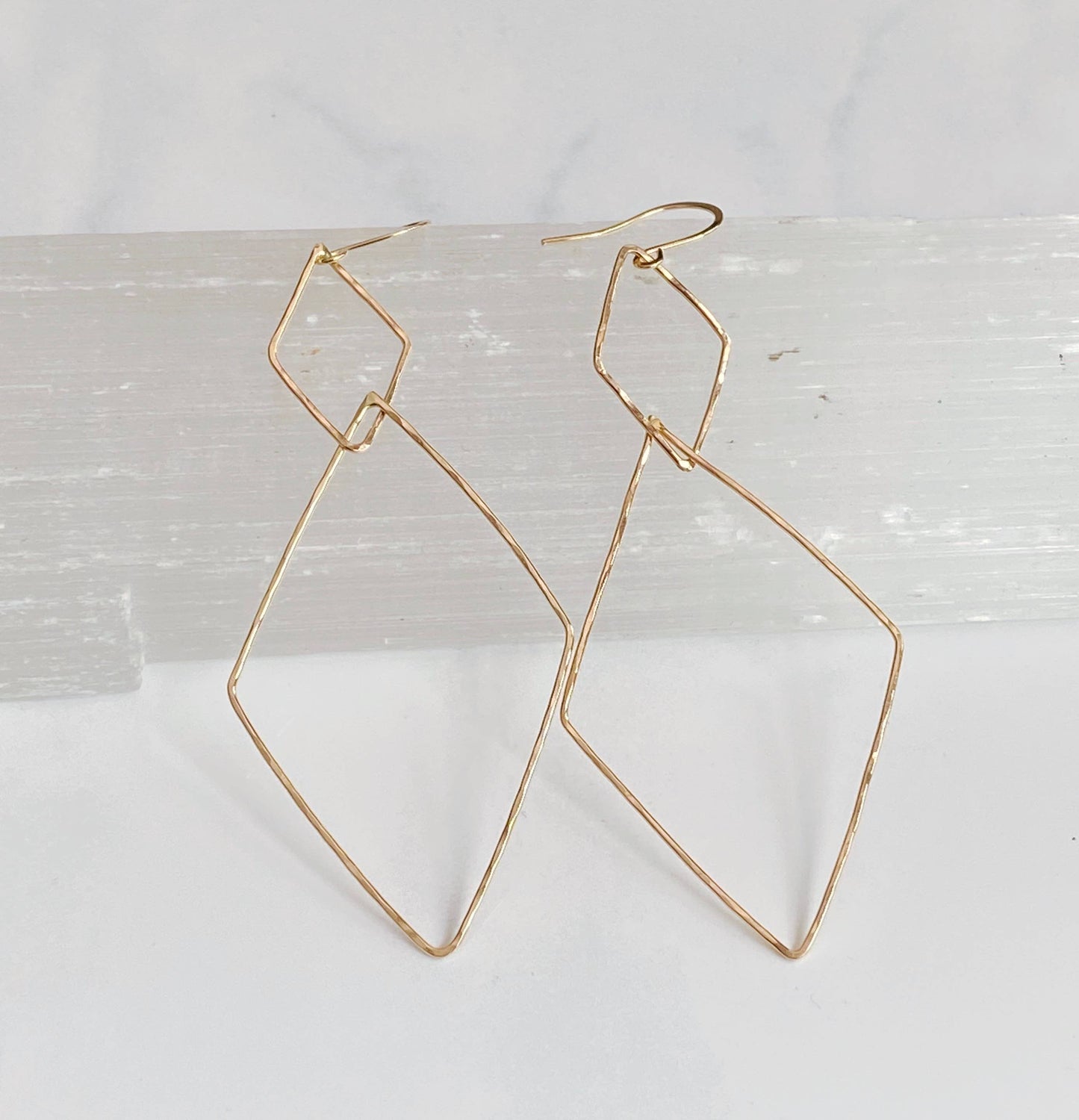 Double diamond dangle earring: Sterling Silver